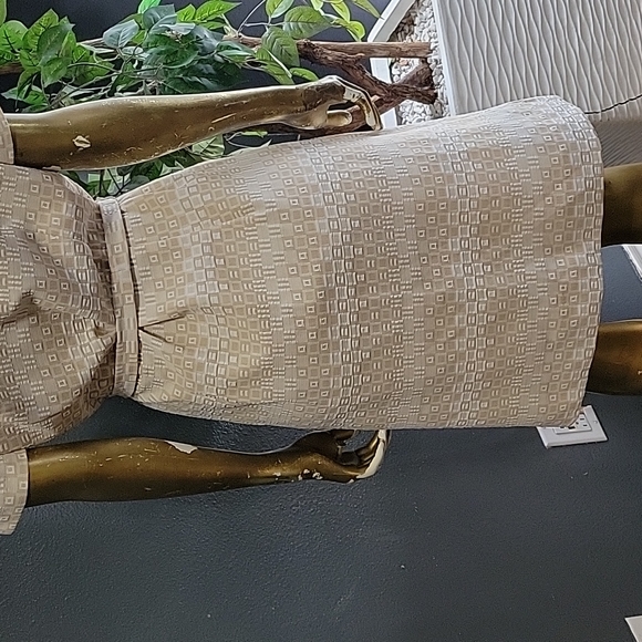 Vintage Puritan Forever Young Cream Geometric Print Shift Groovy Dress Size 8 - Picture 10 of 11